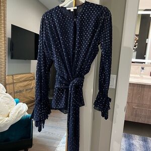 Jonathan Simkhai Navy Wrap Around Blouse